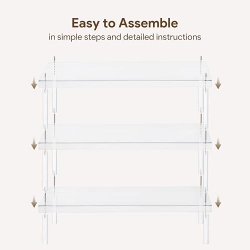 Shoe Rack for Closet 3 Tier Clear Acrylic Shoe Organizer Shelf for Entryway Free Standing Modern Aesthetic Shoe Storage Display Stand 27.56\