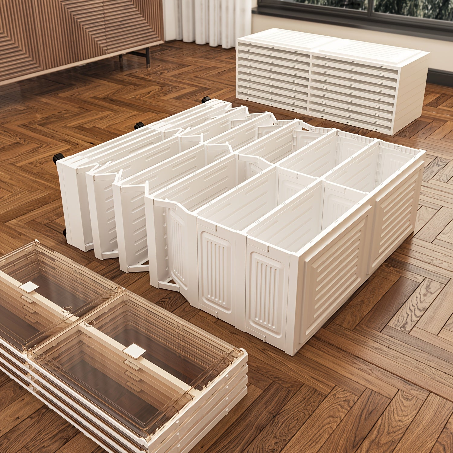 No-Installation Folding Shoe Cabinet with 4 Layers for 16 Pairs Of Shoes, Magnetic Transparent Door Dustproof Design, Durable Plastic Material, Large Capacity And Multiple Sizes to Meet Family Needs, Suitable for Living Room\u002FDressing Room