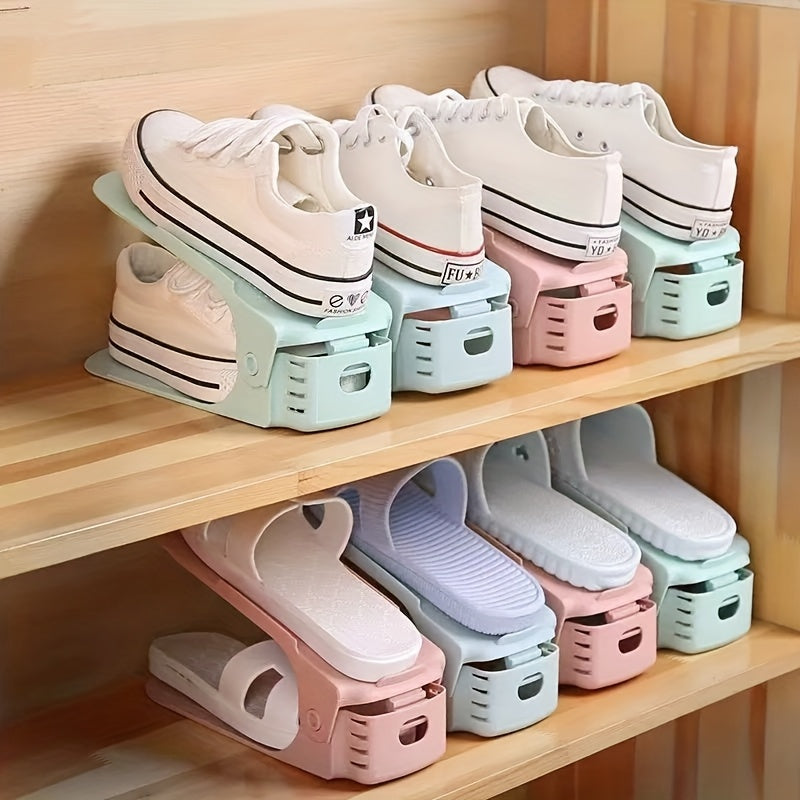 12pcs Space Saving Helper. Second Generation Adjustable Height Space Saving Shoe Rack\u002FShoe Storage Rack\u002FDouble Layer Shoe Holder Storage Rack\u002FShoe Slot\u002FSlippers Storage Rack