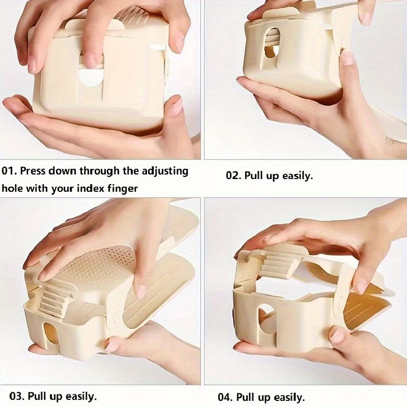 12pcs Adjustable Shoe Rack Organizer, Space Saving Stackable Plastic Shoe Shelf for Closet, Entryway, Bedroom, Dorm Room - Multi-Tier Shoe Storage Solution for Men Women