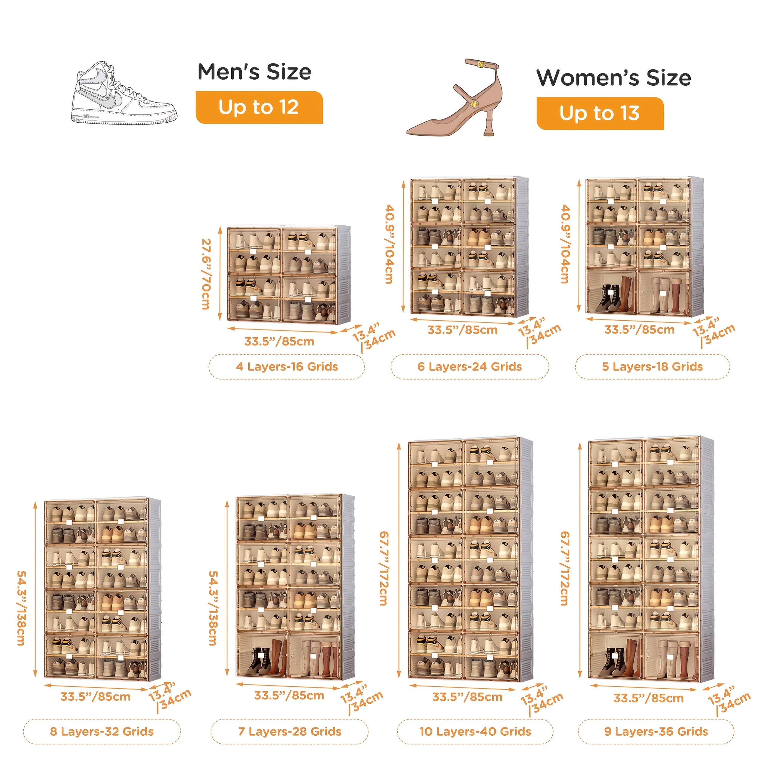 No-Installation Folding Shoe Cabinet with 4 Layers for 16 Pairs Of Shoes, Magnetic Transparent Door Dustproof Design, Durable Plastic Material, Large Capacity And Multiple Sizes to Meet Family Needs, Suitable for Living Room\u002FDressing Room