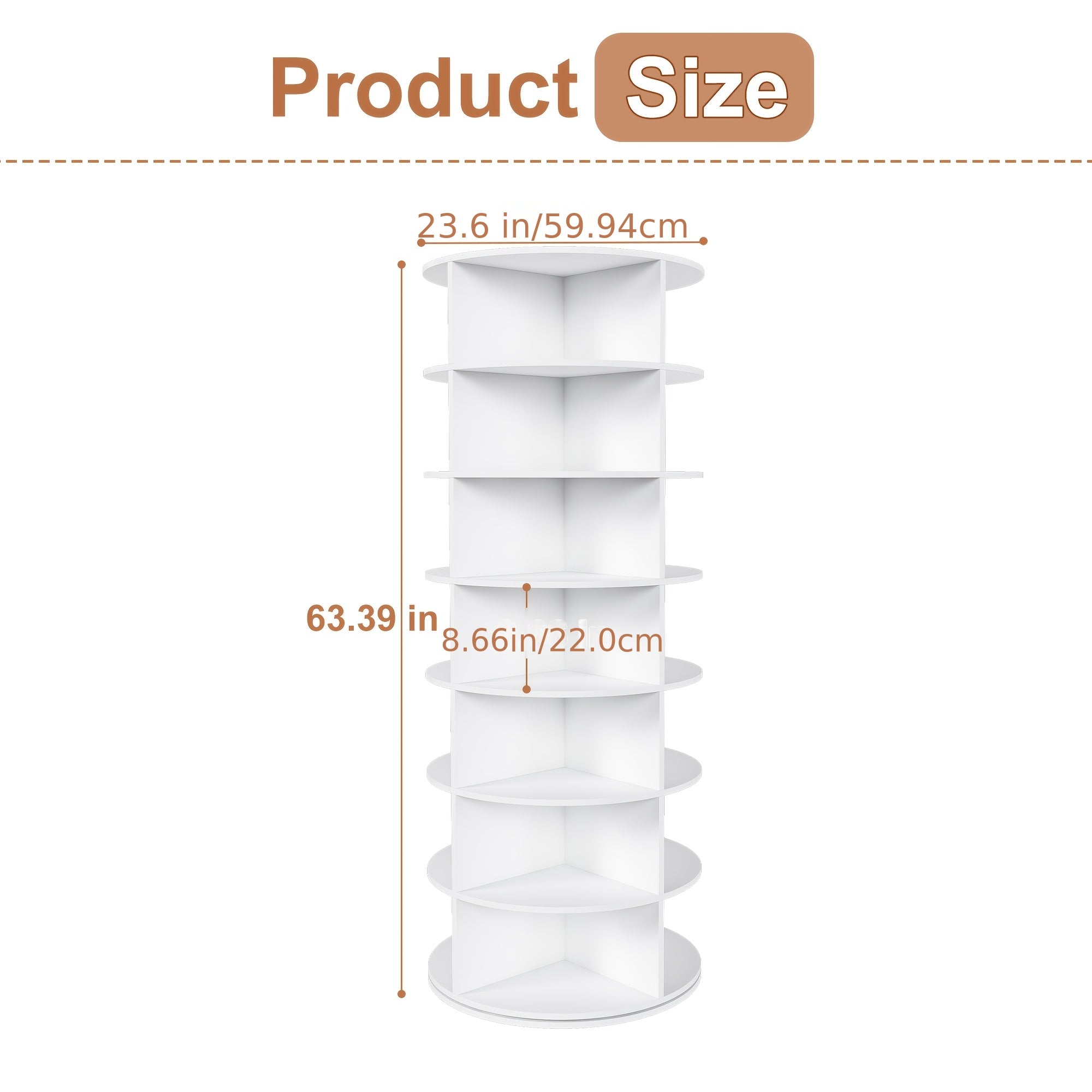 Free-Standing Rotating Shoe Rack Tower - 7\u002F8-Tier Spinning Shoe Organizer with 360° Rotation, Holds 28 Pairs of Shoes, Heavy-Duty PVC -Standing Shelf Suitable for Entryway,, ' Rooms - Assembly, White