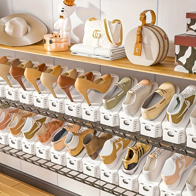 30-Pack Adjustable Shoe Storage Slots, Space-Saving Plastic Shoe Rack for Closet, Entryway, Hallway, Living Room, Bedroom, Easy Stackable, No Power Required, Home Organization Solution for Shoe Storage