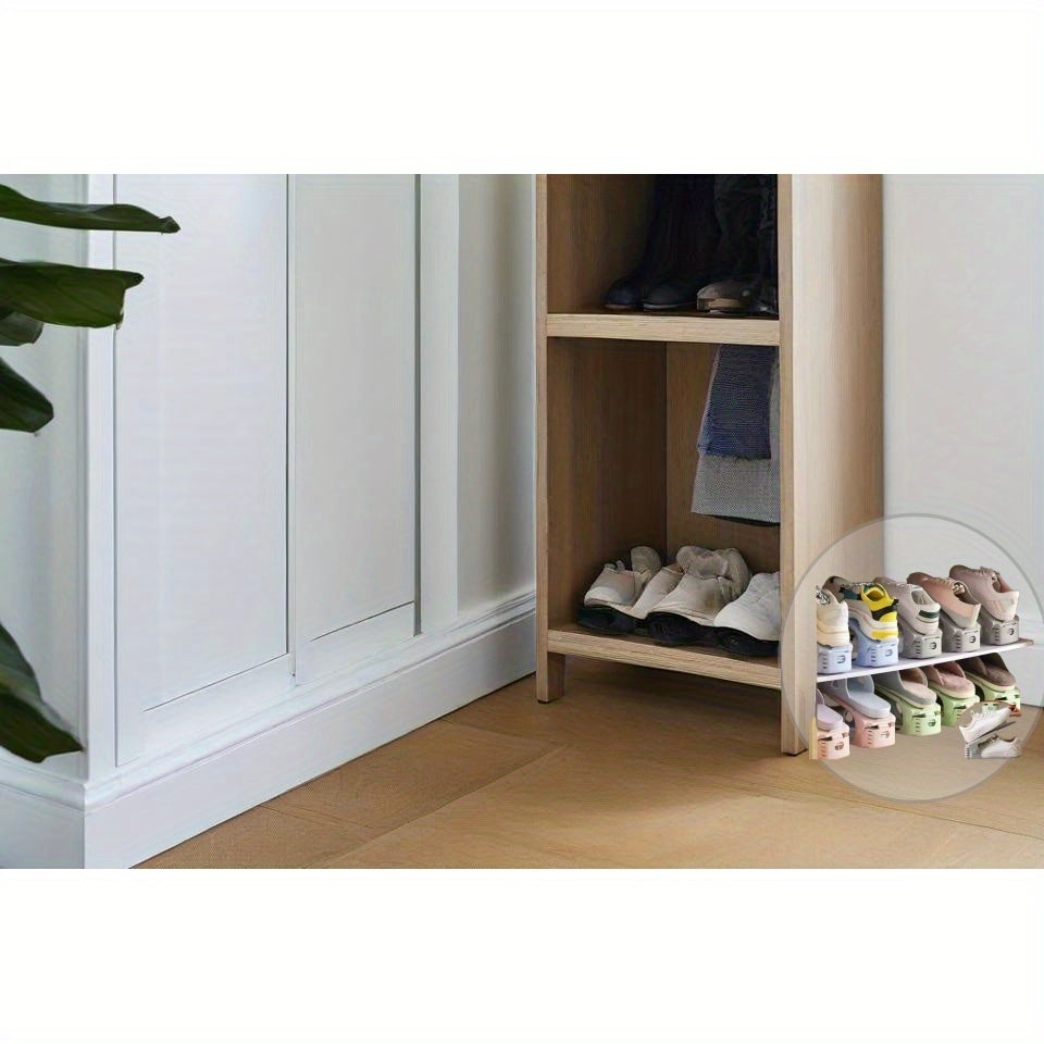 12pcs Space Saving Helper. Second Generation Adjustable Height Space Saving Shoe Rack\u002FShoe Storage Rack\u002FDouble Layer Shoe Holder Storage Rack\u002FShoe Slot\u002FSlippers Storage Rack