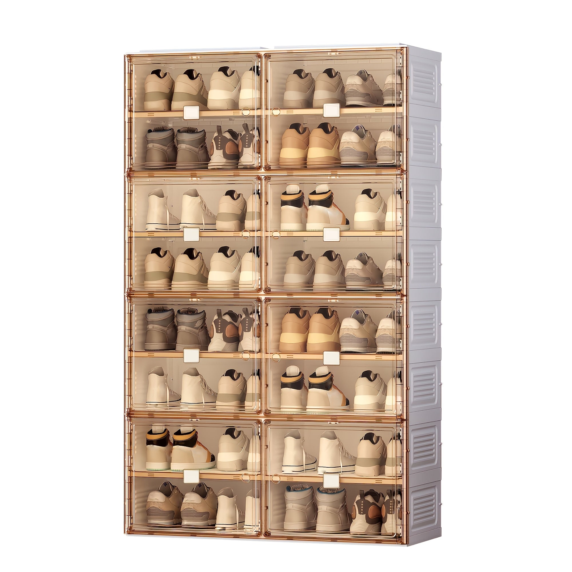 No-Installation Folding Shoe Cabinet with 4 Layers for 16 Pairs Of Shoes, Magnetic Transparent Door Dustproof Design, Durable Plastic Material, Large Capacity And Multiple Sizes to Meet Family Needs, Suitable for Living Room\u002FDressing Room