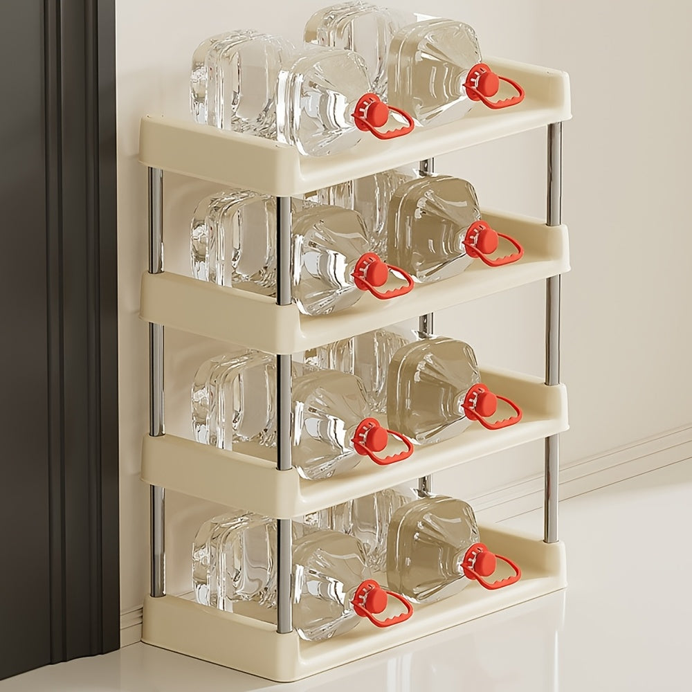 3-Tier Minimalist Shoe Rack | Freestanding, Metal Reinforced, Lightweight, Space-Saving Organizer For Entryway, Dorm & Narrow Spaces | Contains Golden Tube, 6.3inch Floor Height, 10Mm To 12Mm Diameter, 13.23LB Shelf Load, Plastic Shelves, Floor Mount