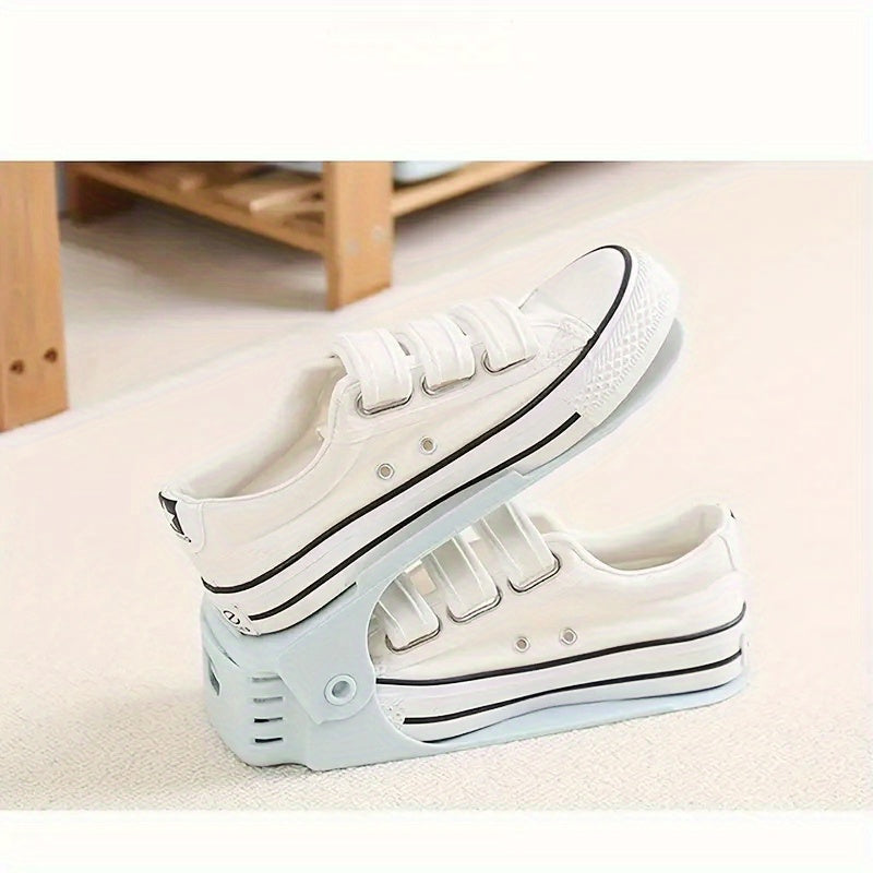 12pcs Adjustable Shoe Rack Organizer, Space Saving Stackable Plastic Shoe Shelf for Closet, Entryway, Bedroom, Dorm Room - Multi-Tier Shoe Storage Solution for Men Women