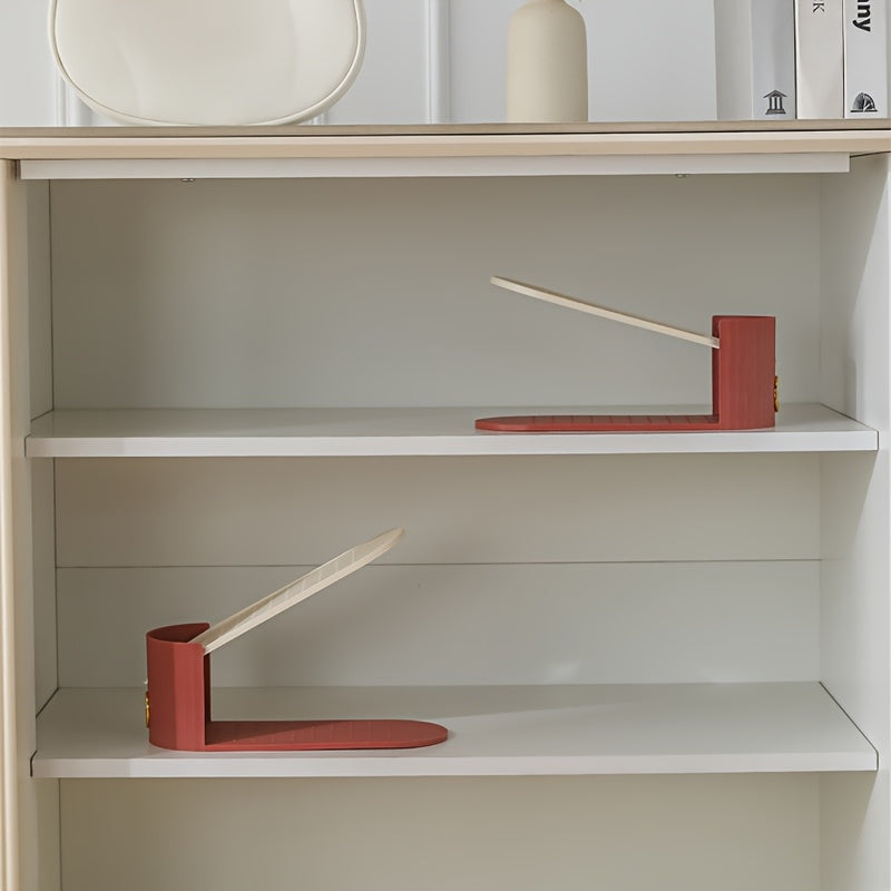 10pcs Shoe Rack, Vertical Stripe with Golden Ring. Stylish Color Scheme. Space-Saving, Solves Messy Issues, Fits All Kinds of Shoes. Foldable Splicing, Free Combination, Suitable For Living Room, Dormitory, Closet. Durable Pp Material