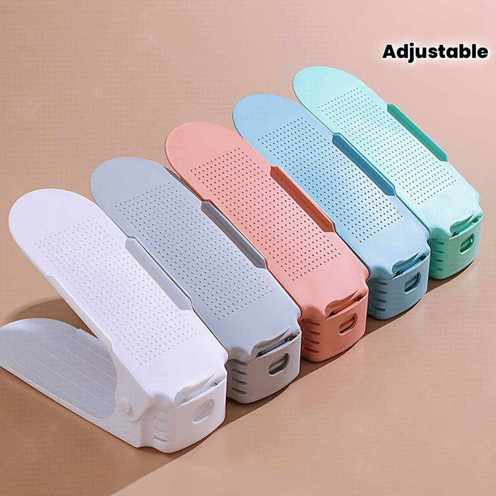 12pcs Adjustable Shoe Rack Organizer, Space Saving Stackable Plastic Shoe Shelf for Closet, Entryway, Bedroom, Dorm Room - Multi-Tier Shoe Storage Solution for Men Women